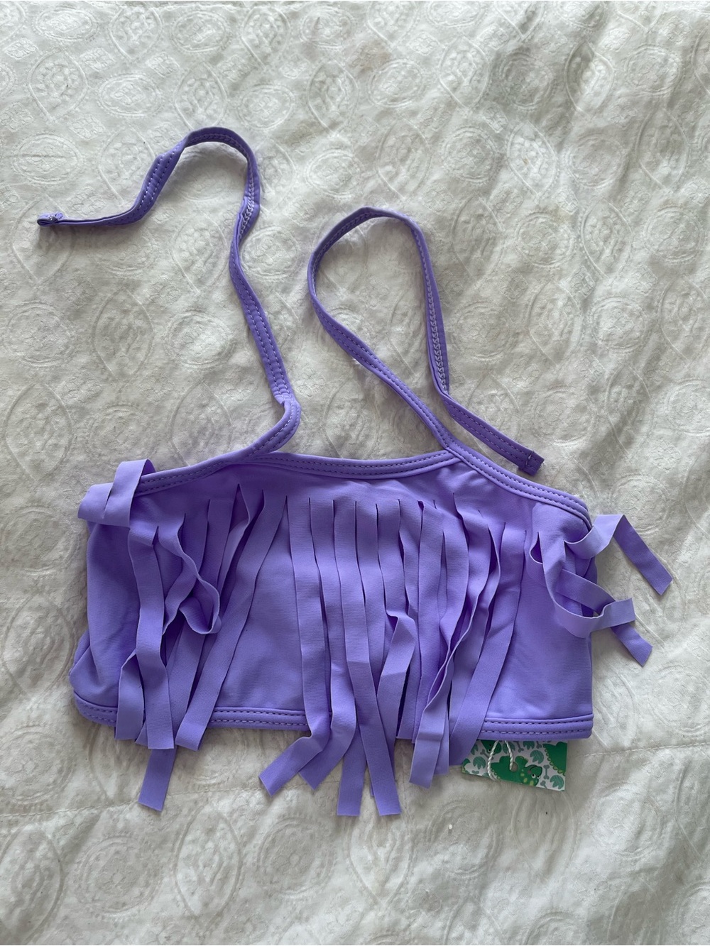 NWT: Girls Purple Fringe Swim Top